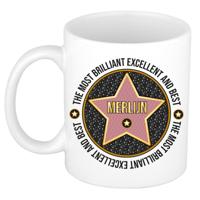 Naam mok Merlijn - wit - Most Brilliant - keramiek - 300 ml - cadeau collega beker Naam mok Merlijn - wit - Most Brilliant - keramiek - 300 ml - cadeau collega beker