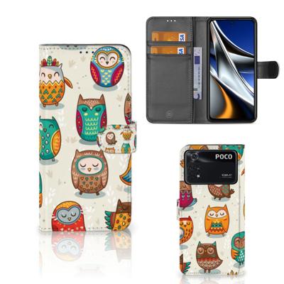 Xiaomi Poco X4 Pro 5G | Telefoonhoesje | Met pasjeshouder | Vrolijke Uilen