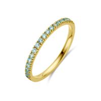14K Geelgouden Ring met Blauw Topaas Geboortesteen - December