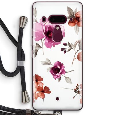 Geschilderde bloemen: HTC U12+ Transparant Hoesje met koord