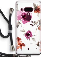 Geschilderde bloemen: HTC U12+ Transparant Hoesje met koord