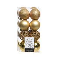 Decoris Kerstballen - 32x st - goud - D6 cm - kunststof - kerstversiering - thumbnail