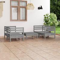 5-delige Loungeset massief grenenhout grijs