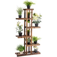 Plantentrap Tuin Bloemenrek Bloemenstandaard Hout Natuurlijk 75x25x140cm