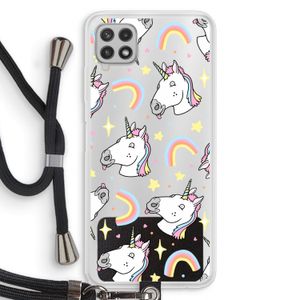 Rainbow Unicorn: Samsung Galaxy A22 4G Transparant Hoesje met koord