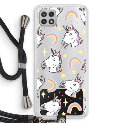 Rainbow Unicorn: Samsung Galaxy A22 4G Transparant Hoesje met koord