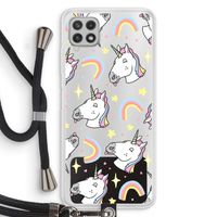 Rainbow Unicorn: Samsung Galaxy A22 4G Transparant Hoesje met koord