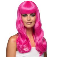 Verkleedpruik dames - roze - Cabaret/Hollywood/Diva - Carnaval - lang chique haar