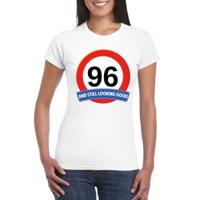 Verjaardag cadeau shirt - 96 jaar and still looking good t-shirt - wit - dames