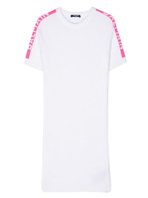 Balmain Kids robe courte à logo en jacquard - Blanc