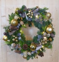 Krans kerstgroen goud circa 40 cm met batterijverlichting Warentuin Natuurlijk - Warentuin natuurlijk