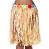 Toppers in concert - Hawaii verkleed rokje - voor volwassenen - naturel - 50 cm - rieten hoela rokje - tropisch - thumbnail