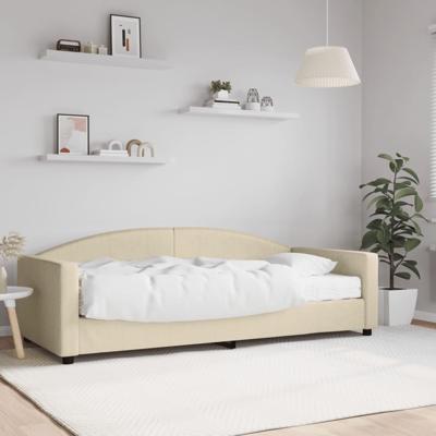 Slaapbank met matras 90x200 cm stof crèmekleurig