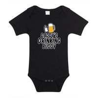 Daddys drinking buddy geboorte cadeau / kraamcadeau romper zwart voor babys - thumbnail