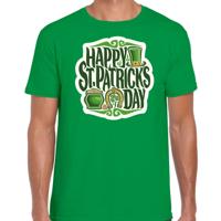 St. Patricks day thema t-shirt - groen - voor heren - Happy St. Patricks day - Ierse feestdag