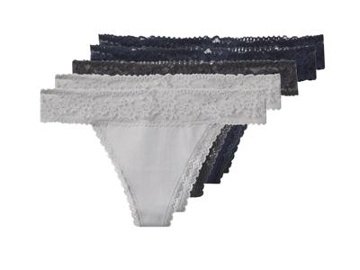 esmara Set van 5 dames strings (Donkerblauw/grijs, L (44/46))