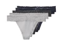 esmara Set van 5 dames strings (Donkerblauw/grijs, L (44/46))