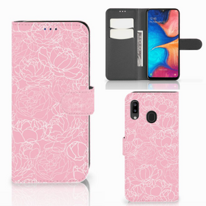 Samsung Galaxy A30 Hoesje White Flowers