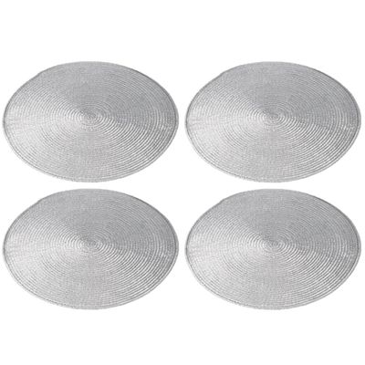 6x stuks ronde placemats zilver polypropeen 38 cm