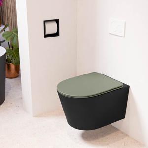 Wandcloset Mondiaz Lavie | Zonder spoelrand | Incl.Toiletzitting-Army | Keramiek | Urban (zwart mat)