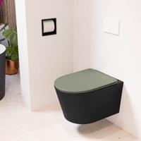 Wandcloset Mondiaz Lavie | Zonder spoelrand | Incl.Toiletzitting-Army | Keramiek | Urban (zwart mat)