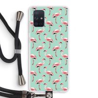 Flamingoprint groen: Samsung Galaxy A71 Transparant Hoesje met koord