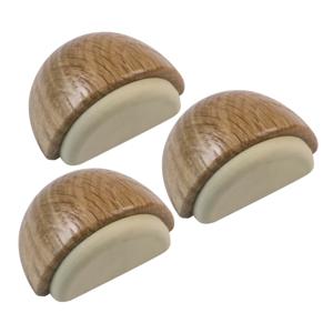 AMIG Deurstop/deurmagneet - 3x - D48mm - zelfklevend - eiken - hout