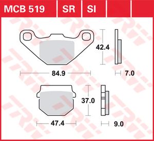 TRW Remblokken, en remschoenen voor de moto, MCB519SI Sinter offroad