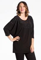 Yoek Shirt met strass | Zwart | Maat 42/44