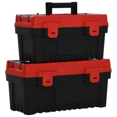 VidaXL 2 st gereedschapskisten polypropeen zwart en rood