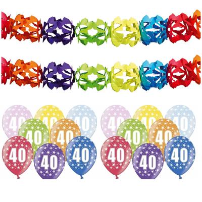 Partydeco 40 jaar feestartikelen pakket - 2x slingers en 12x ballonnen - verjaardag versiering