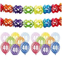 Partydeco 40 jaar feestartikelen pakket - 2x slingers en 12x ballonnen - verjaardag versiering Partydeco 40 jaar feestartikelen pakket - 2x slingers en 12x ballonnen - verjaardag versiering