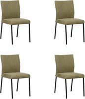 Set van 4 Olijfgroene leren moderne eetkamerstoelen Basic - poot vierkant zwart - Kenia Leer Olive (olijfgroen leer)