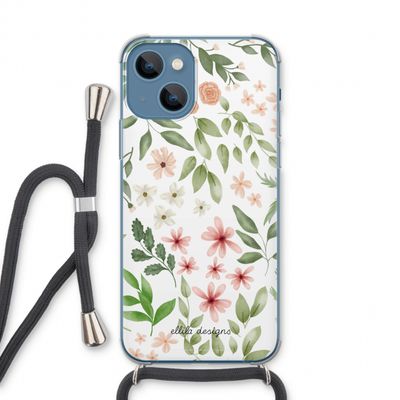 Botanical sweet flower heaven: iPhone 13 Transparant Hoesje met koord