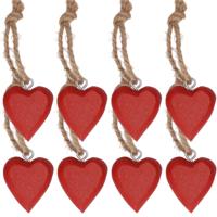 Rood Love hartje - 12x - mini - aan touwtje - 5 cm - Sleutel en deco hangers - Valentijnsdag