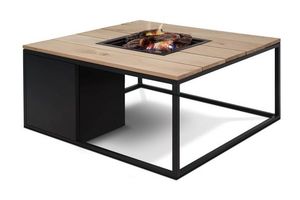 Cosiloft 100 vuurtafel black/teak 100x100x47 cm- - Aluminium,Teak- Cosi Fires