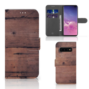 Samsung Galaxy S10 Plus Book Style Case Old Wood