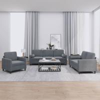 3-delige Loungeset met kussens fluweel donkergrijs