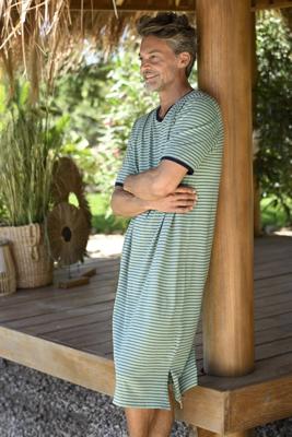 Groene katoenen heren nachthemd