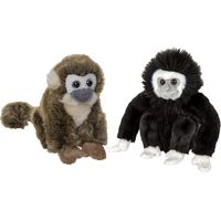 Apen serie zachte pluche knuffels 2x stuks - Squirrel Aap en Gibbon Aap van 18 cm