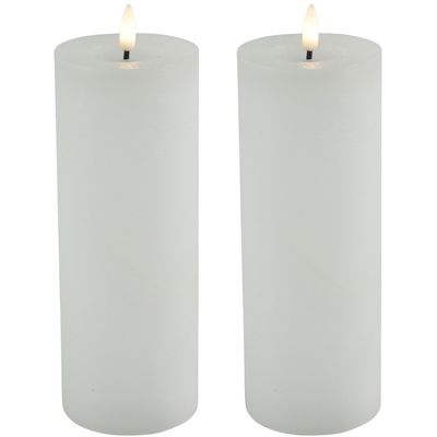 Countryfield LED kaarsen/stompkaarsen - 2x - wit - D7,5 x H20 cm - timer