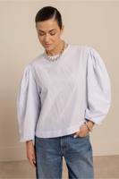 Studio Anneloes Florence Stripe Top 13583 T-shirt Korte Mouw 6610 Light Blue/off White