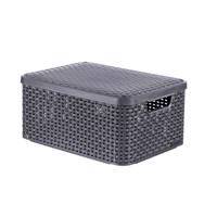 Curver opbergmand met deksel middel - grijs - 19x40x29 cm Curver opbergmand met deksel middel - grijs - 19x40x29 cm