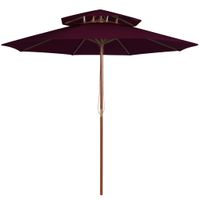 VidaXL Parasol dubbeldekker met houten paal 270 cm bordeauxrood