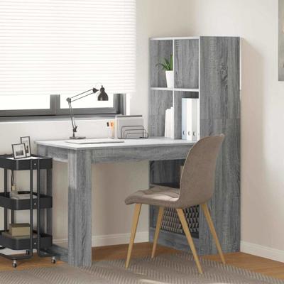Bureau met plank Grijs Sonoma 122 x 67 x 145 cm Bewerkt hout