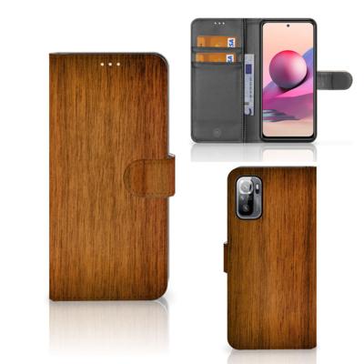 Xiaomi Redmi Note 10/10T 5G | Poco M3 Pro | Book Style Case | Donker Hout