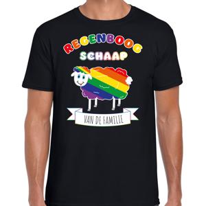 Bellatio Decorations Gay Pride T-shirt voor heren - regenboog schaap - zwart - LHBTI 2XL  -