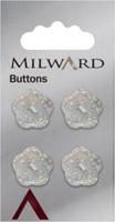 Milward Bloem Knoop Transparant Glitter 17mm (4 stuks)