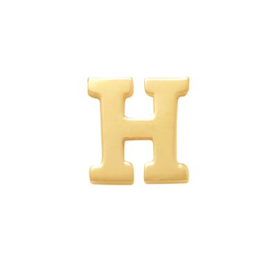 Minimalistische letter oorbelknopje - 14K GOUD - Goud - H
