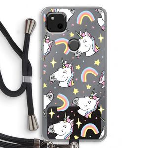 Rainbow Unicorn: Pixel 4a Transparant Hoesje met koord